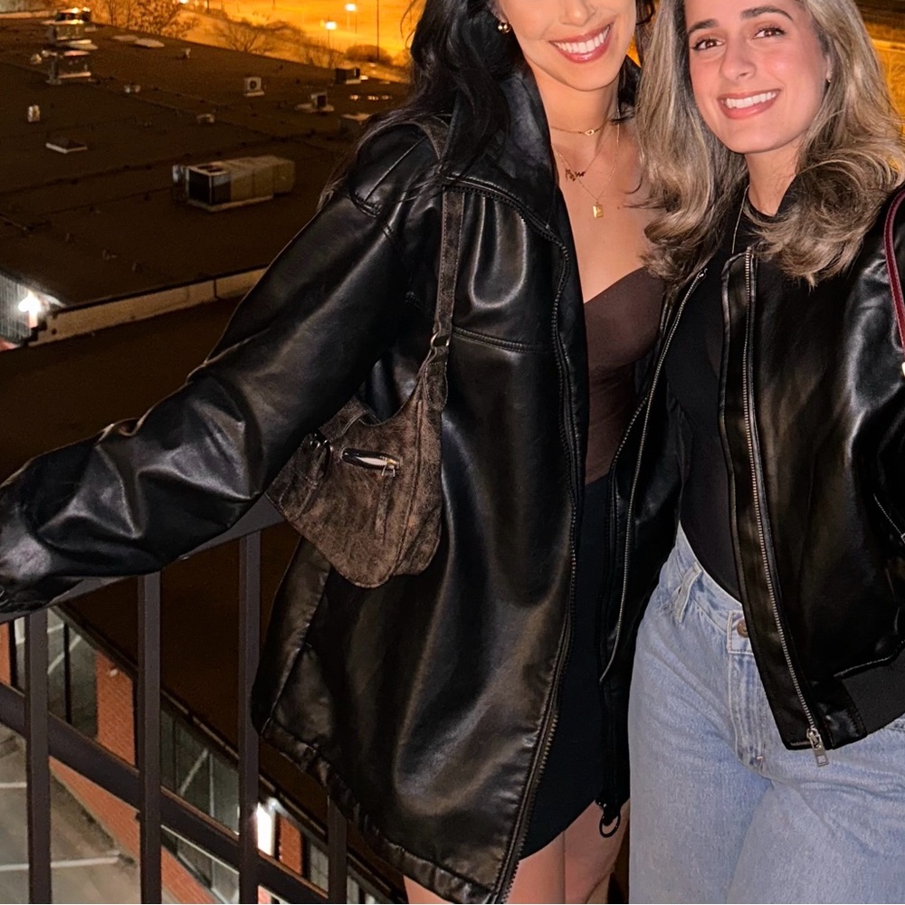 Zara oversized leather jacket